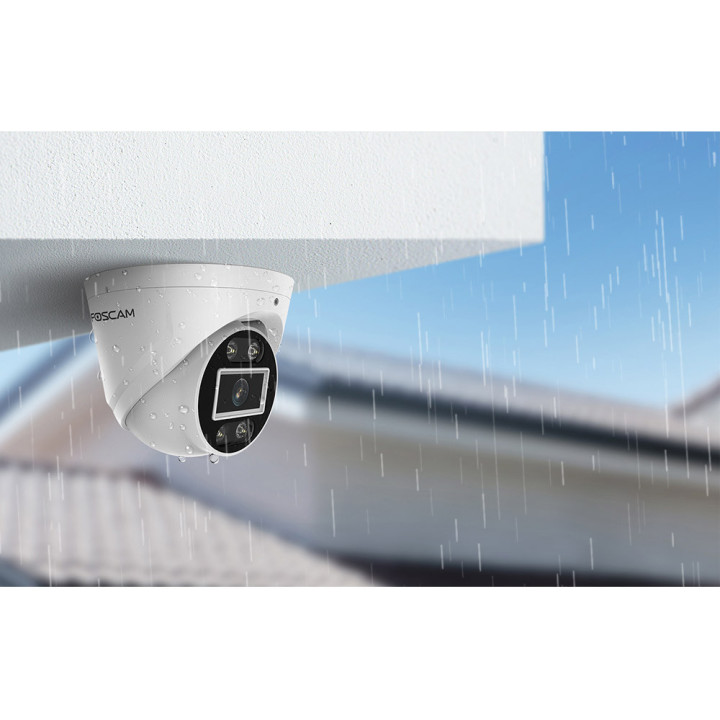 Foscam T8EP - Telecamera PoE da esterno, 8.0 Megapixel, WDR, 108°, Visione notturna a colori + IR, Audio, Sirena