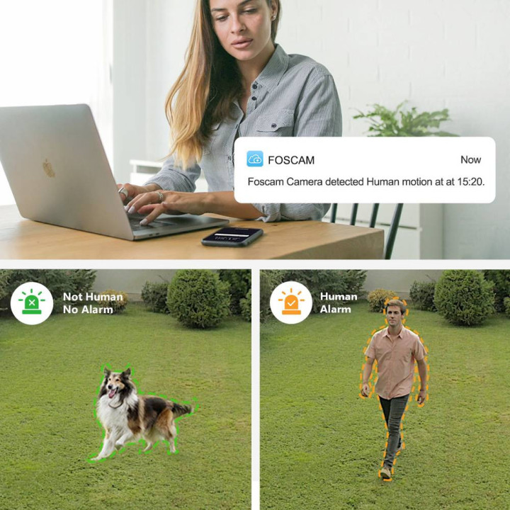 Foscam C8M - Telecamera Wi-Fi Dual Band, 8.0 Megapixel, HDR, Audio, Visione notturna, Human Detection, Alexa, Google Home