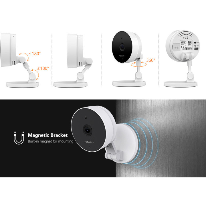 Foscam C8M - Telecamera Wi-Fi Dual Band, 8.0 Megapixel, HDR, Audio, Visione notturna, Human Detection, Alexa, Google Home