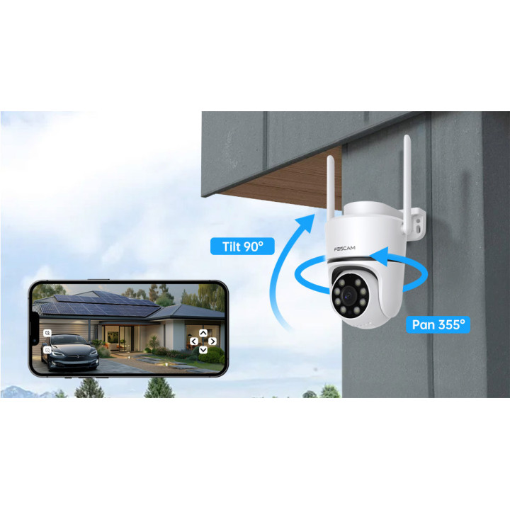 Foscam PD5 - Telecamera Wi-Fi Dual Band, Motorizzata, 5.0 Megapixel, WDR, Visione notturna 20 metri, Alexa, Google Home
