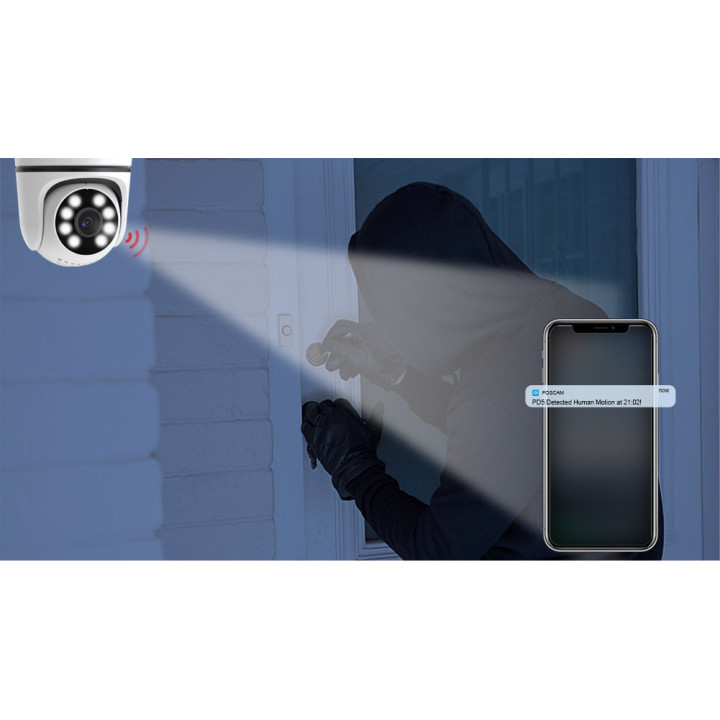 Foscam PD5 - Telecamera Wi-Fi Dual Band, Motorizzata, 5.0 Megapixel, WDR, Visione notturna 20 metri, Alexa, Google Home