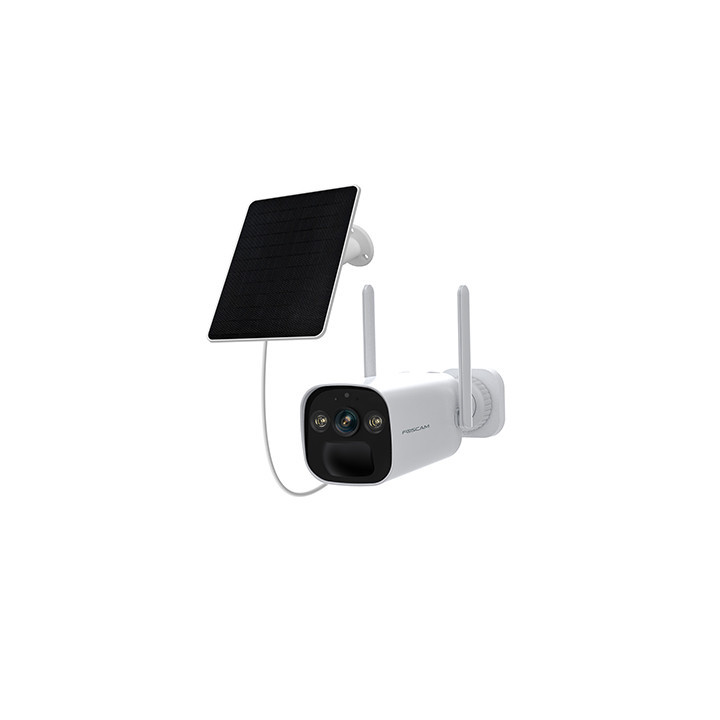 Foscam BP4 - Telecamera Wi-Fi a batteria con pannello solare, 4.0 Megapixel, 104°, Audio, PIR, Visione notturna a colori, Sirena