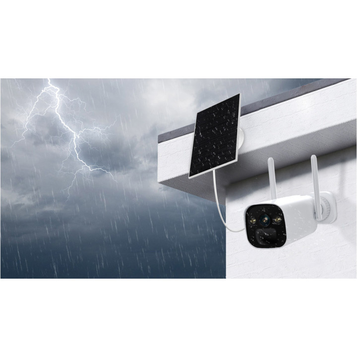 Foscam BP4 - Telecamera Wi-Fi a batteria con pannello solare, 4.0 Megapixel, 104°, Audio, PIR, Visione notturna a colori, Sirena