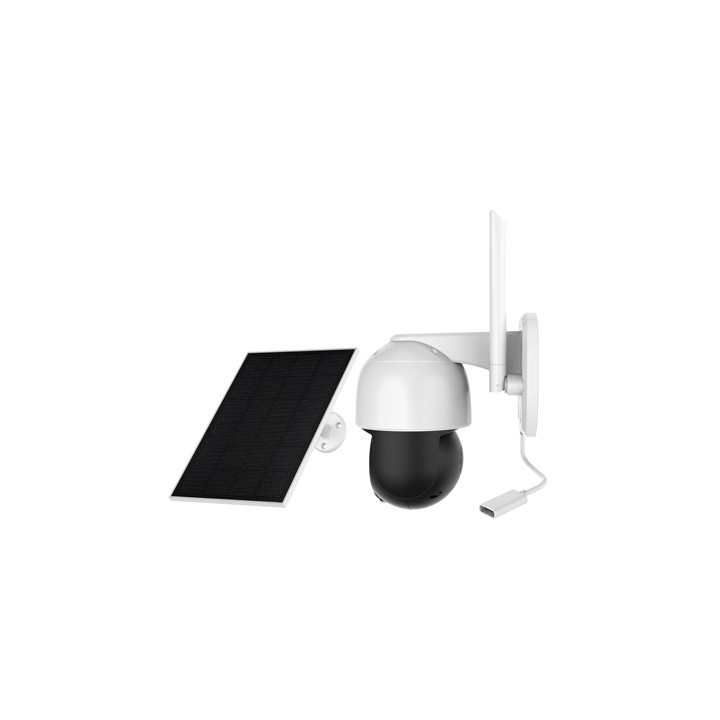 Foscam B4 - Telecamera Wi-Fi motorizzata a batteria, pannello solare, 4 Megapixel, Audio, PIR, Visione notturna a colori, Sirena