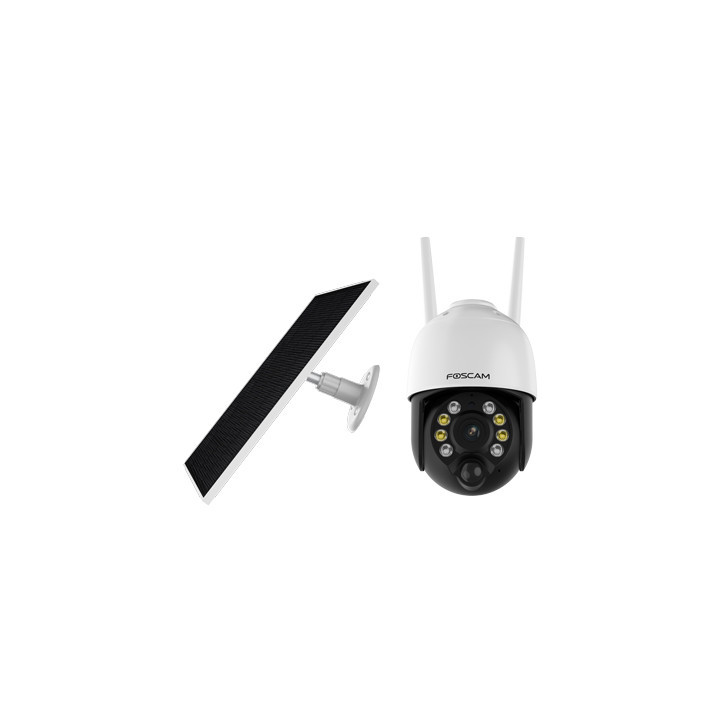 Foscam B4 - Telecamera Wi-Fi motorizzata a batteria, pannello solare, 4 Megapixel, Audio, PIR, Visione notturna a colori, Sirena