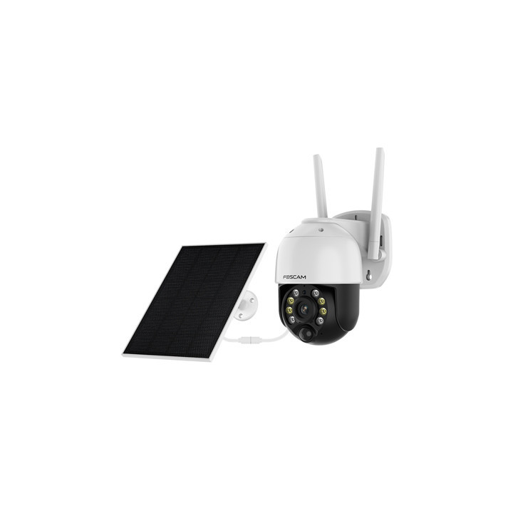 Foscam B4 - Telecamera Wi-Fi motorizzata a batteria, pannello solare, 4 Megapixel, Audio, PIR, Visione notturna a colori, Sirena
